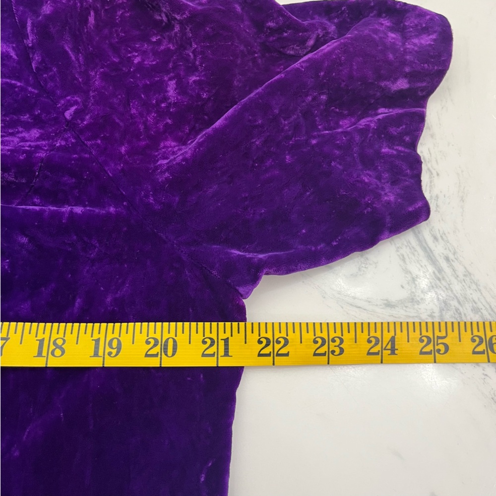 VINTAGE Purple Crushed Velvet Velour Scallop Women's PLUS Formal Holiday Dress - Picture 6 of 11